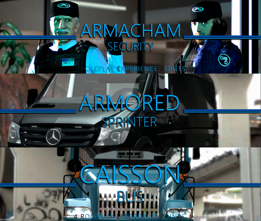 The REP banners for Armacham Security, Armoured Sprinter and Casson Bus